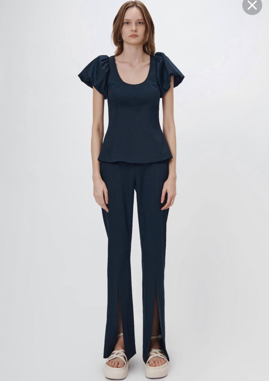 Jonathan Simkhai Midnight Black Front Slit Tailored Pants Small 6